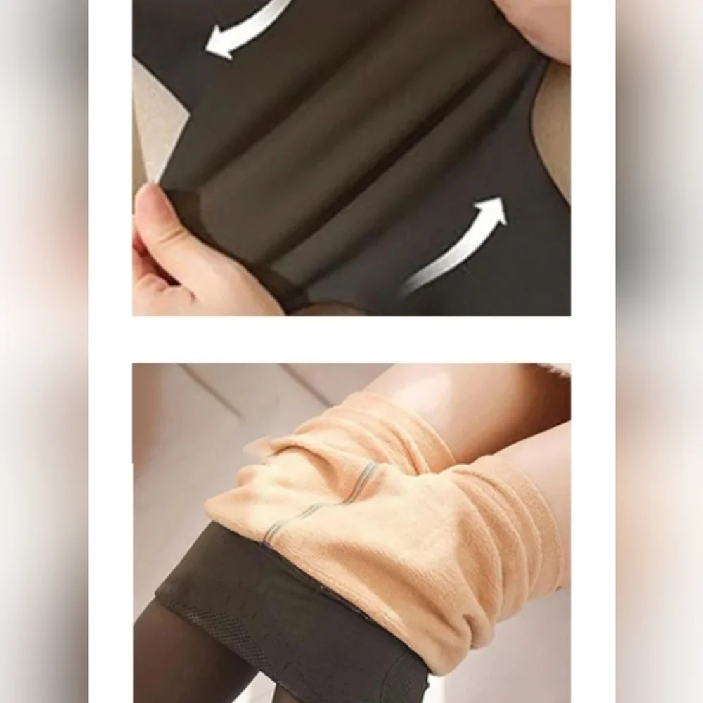 Sheer Thermal Fleece-Lined Tights (Sheer Black) - Picture 2 of 2